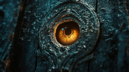 Fiery Eye Embedded in Ancient Stone A Portal to the Unknown Realm