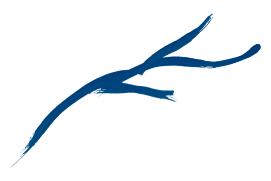 Isolated blue brush stroke on transparent background.