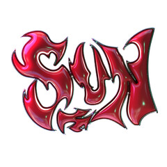 sun typography 3d rendering