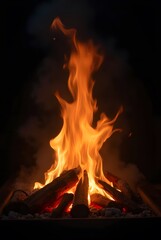 Fiery Inferno: A Captivating Display of Burning Wood