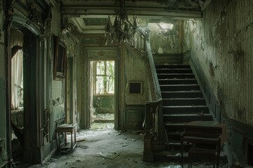 Abandoned mansion interior slung derelict forsaken outcast