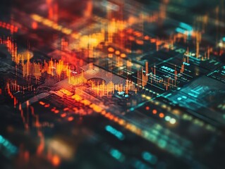 A symbolic image of digital transaction graphs overlaying physical banknotes, cinematic depth and focus