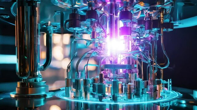 Future technology featuring quantum computer algorithms, emphasizing breakthrough innovations in computing science, Close up of quantum computer