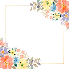 watercolor flower frame background for design