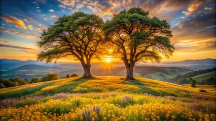 Fototapeta premium Best Friend Landscape Photography: Stunning Nature Scenes of Friendship, Loyalty, and Companionship