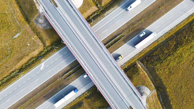 Busy freeway overpass with traffic