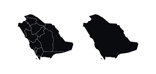 Saudi Arabia Map vector icon. Map of Saudi Arabia Black Silhouette.