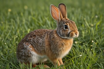Fototapeta premium there is a rabbit that is sitting in the grass