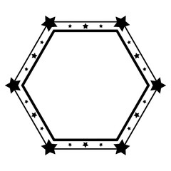 line hexagon frame with star on surrounded