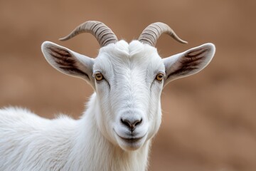 Fototapeta premium there is a goat with horns standing in the dirt