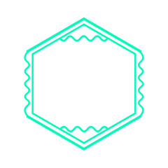 line hexagon frame with wave on frame