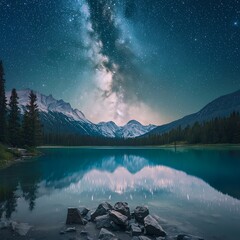 Milky Way over a Mountain Lake