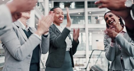 Business, applause and people with high five celebration for corporate case success and law firm achievement. Lawyer, collaboration and excited for legal representation in lawsuit or civil mitigation