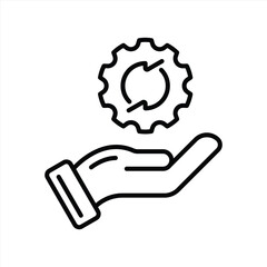 hand holding gear icon. contain control settings thin line icon. vector illustration