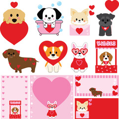 set of dog Valentine's day