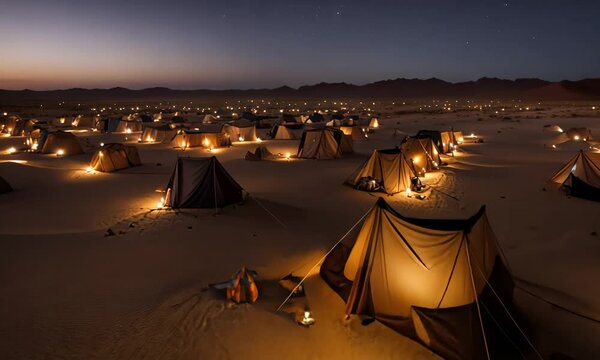 Desert camping. Tents in the desert.