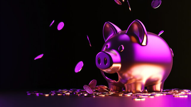 Broken piggy bank with coins scattered around, symbolizing financial struggle and the need for careful budgeting and saving.
