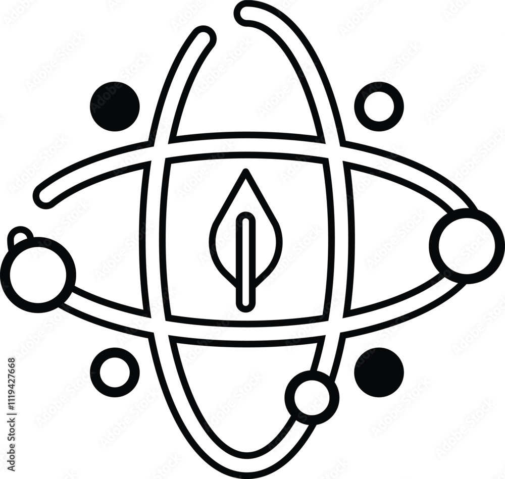 Poster a drawing of a tree with planets surrounding it