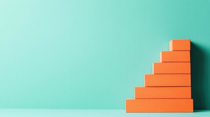 Abstract of a geometric orange staircase against a minimalist green backdrop representing the personal growth journey towards visionary goals and career advancement