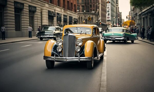 Old classic car in NY City.