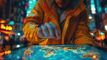 A vibrant photo of a logistics professional using a tablet to track shipments across multiple regions, symbolizing the global scope of modern transportation networks