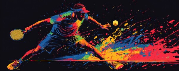 Obraz premium Dynamic illustration of a table tennis player in action
