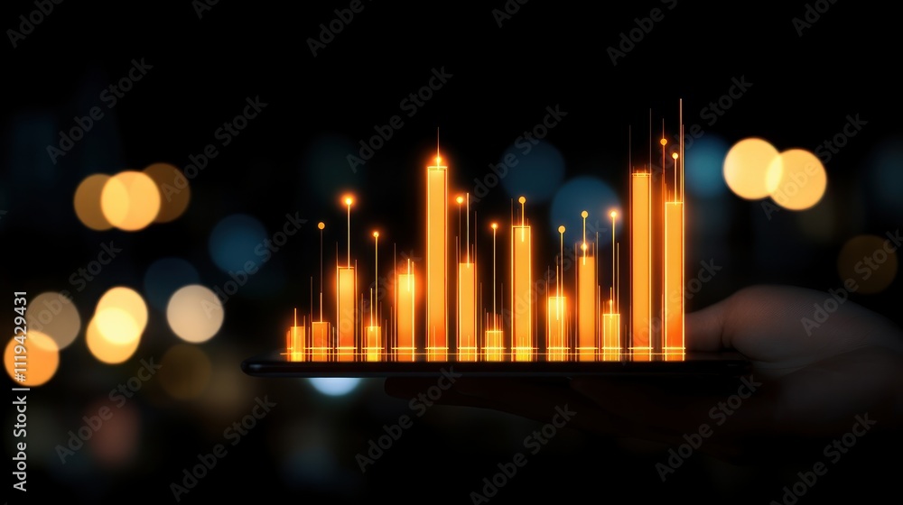 Poster Analyzing business data trends with dynamic graphs in urban nightscape environment