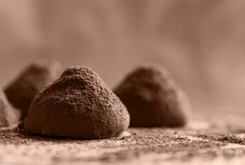 Delicious chocolate of various kinds. New trending colour of the 2025 year 