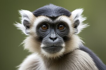 Obraz premium arafed monkey with a black and white face and a white face