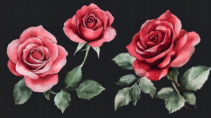 A red rose bush with blooms at various stages, showcasing the life cycle of the flower.