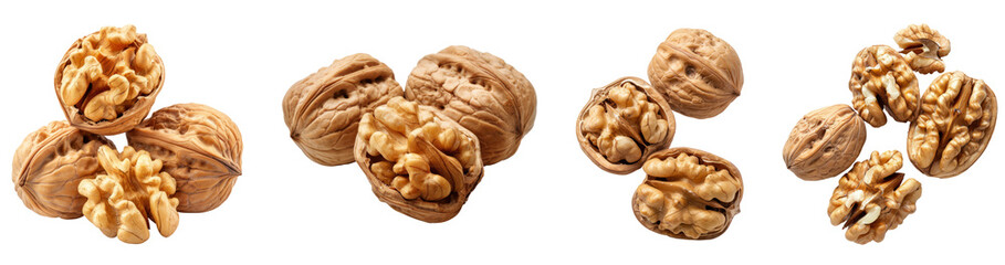 Walnuts in Shells Isolated Transparent Background PNG Image