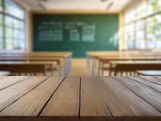 Empty wood table with blur class for background
 