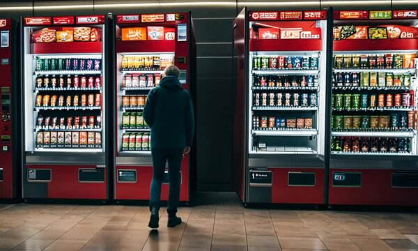 Person buying from a vending machine.
