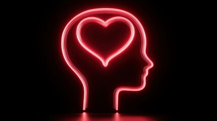 Emotional intelligence in art a neon heart installation with dark conceptual view