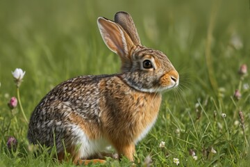 Fototapeta premium there is a rabbit that is sitting in the grass