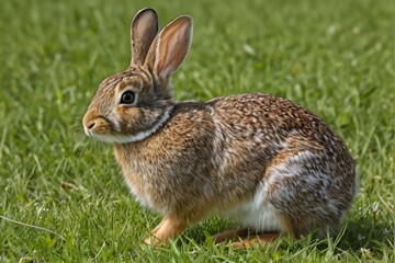 Fototapeta premium there is a rabbit that is sitting in the grass
