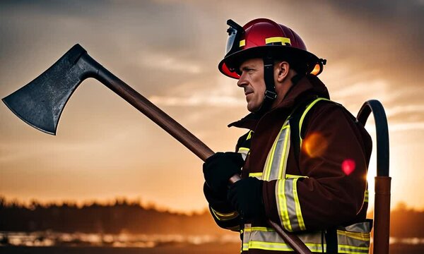 Firefighter with an axe.