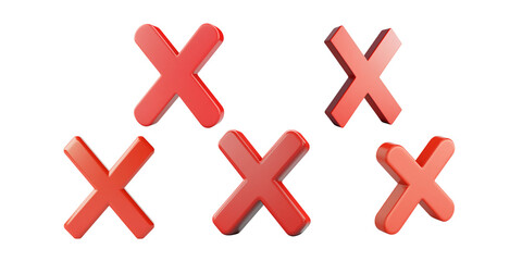 Obraz premium 3D red coated icon of X on white background.