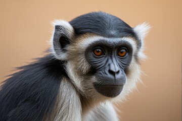 Fototapeta premium arafed monkey with a black and white face and long hair
