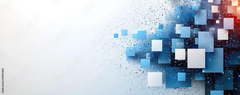 Poster abstract geometric background with dynamic blue squares design