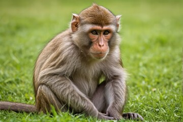 Obraz premium arafed monkey sitting on the grass in a field