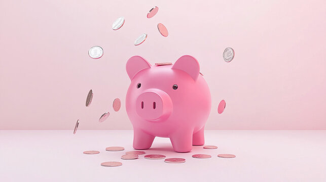 Broken piggy bank with coins scattered around, symbolizing financial struggle and the need for careful budgeting and saving.