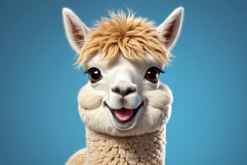 Fototapeta premium there is a llama with a shaggy hair and a smile on its face