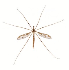Crane fly, long legged mosquito in dorsal view, Tipulidae, Crane fly or daddy long legs, Tipula maxima, white background