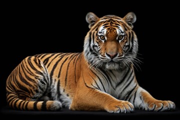 Fototapeta premium there is a tiger that is laying down on the ground
