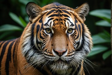 Fototapeta premium there is a tiger that is looking at the camera