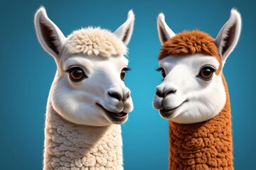 Obraz premium there are two llamas that are standing next to each other