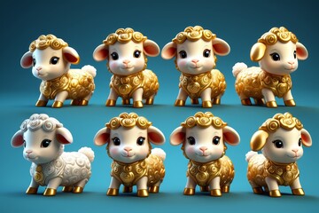 Naklejka premium araffes with golden hair and a golden crown on their heads