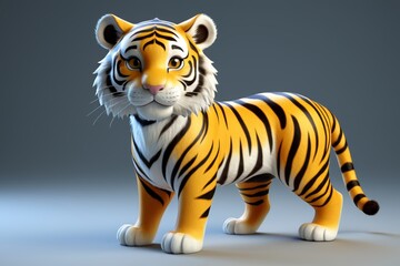 Obraz premium a close up of a tiger toy on a gray background