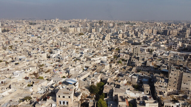 An aerial view of Aleppo City after the Syrian opposition took control of it.